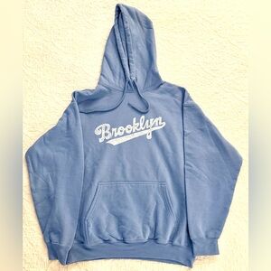 LA Pop Art Brooklyn Word Art Hooded Sweatshirt, women’s large